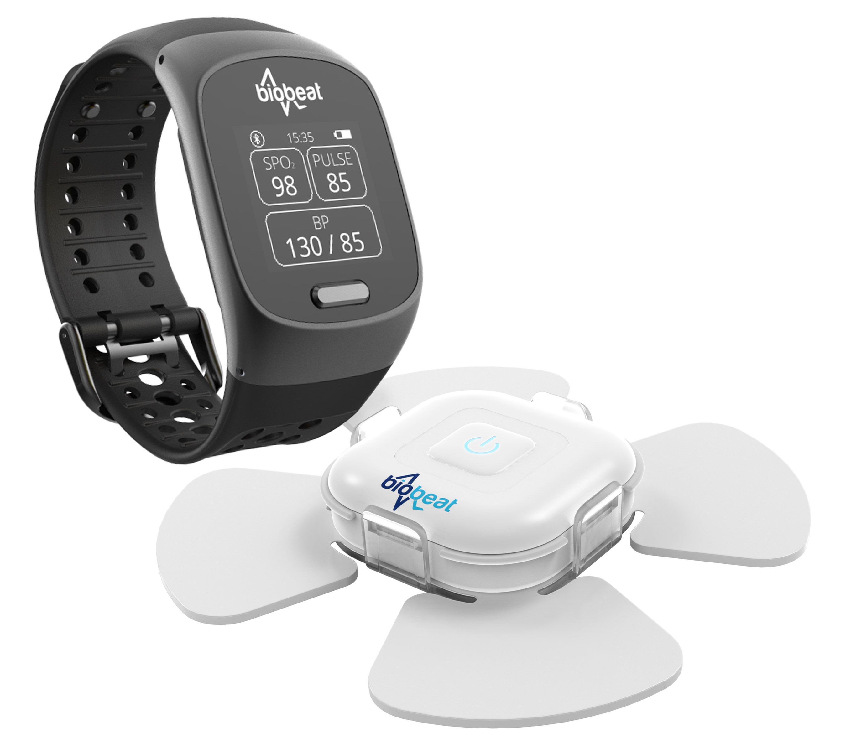 Biobeat’s smartwatch and patch connect to the cloud through either a smartphone or a dedicated gateway. The user will use one or the other device; whereas the watch is worn on the wrist the patch is to be placed anywhere on the upper torso.